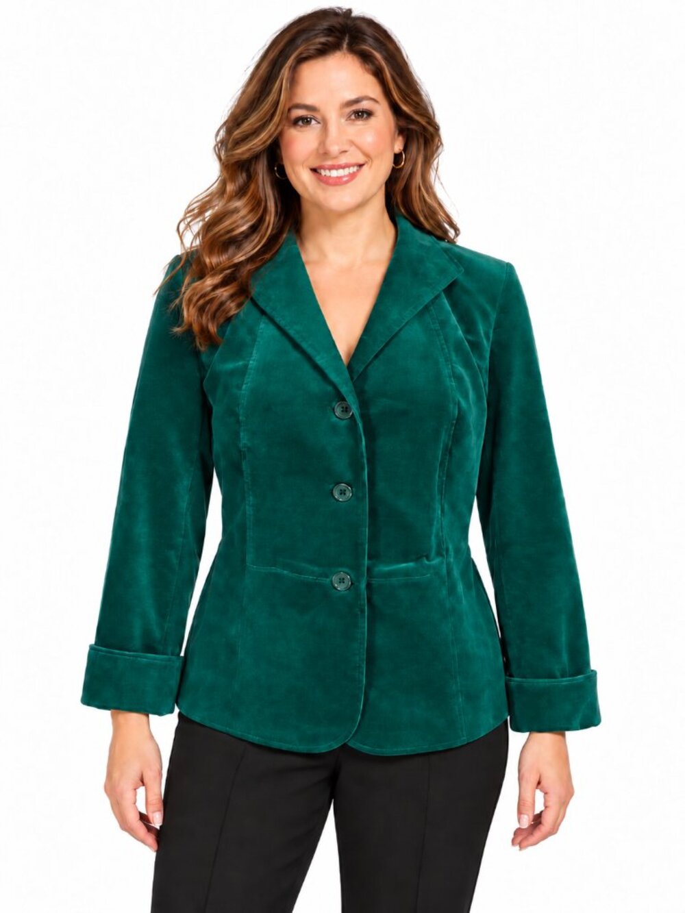 Talbots Stretch Velvet Peplum Blazer Size 12P Deep Teal